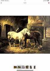 John Frederick Herring, Jr Original Stable Scene Oil Painting On Wood Panel