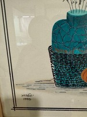 Original 1995 Watercolor by Y. Gilboa – Floral Vase Still Life, 24” x 19”