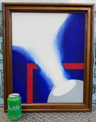Vintage Abstract Abstract Geometric Acrylic Painting Modern Signed REM Menges