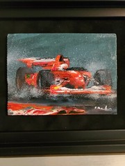 Orig. Victor Spahn Mini Oil Painting on Paper(Hit the Pavement) Signed/Framed