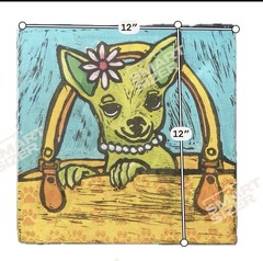 Chihuahua Dog Pop Art Painting 12×12 Canvas Kitsch Green Puppy Purse