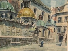 Vintage Painting Watercolor Krakow, Poland. Sigismund’s Chapel