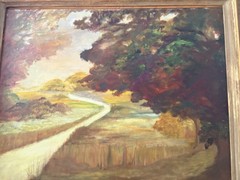 M. Bogin Large Vintage Signed Oil on Canvas – Trees Lining a Country Road