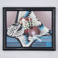 Woodville Southwest Pottery Oil Painting 12×9 Native American Still Life