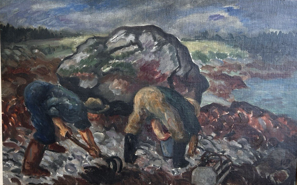 Waldo Peirce – “The Clam Diggers” – O/C – 1925 to 1949 – Maine Seascape Scene