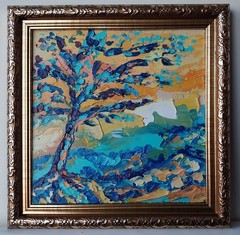 Framed Abstract Tree Landscape Lonely Tree Art 6×6 Impasto Oil Painting Original