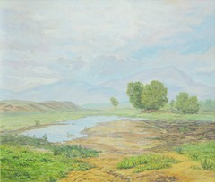 Oil Painting Canvas Turkmen Landscape 60×60″ (50×45 cm) 2022 Signed Artist Name