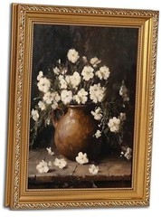 Vintage Gold Framed Wall Art for Living Room Rustic 9″L x 11″W rustic floral