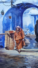 Сityscape Watercolor Original Painting European Architecture Old Town Artwork