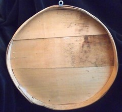 Primitive Round Wood Box Lid Painting Barn Advertising Kentucky Club Tobacco