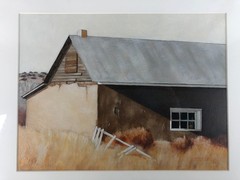ORIGINAL OIL ON PAPER PAINTING BY ROGER SPRAUGE TITLED „MORA HOUSE.‘ DATED 1984
