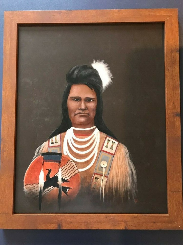 Mario Rabago Fine Art Painting Acryric on Hardboard 16″ x 20″ Nez Perce Indian
