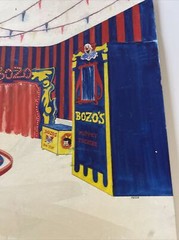 Vintage Bozo Clown Circus Show Painting Illustration Set Design Big Top Theatre