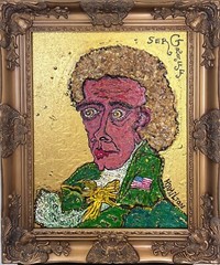Textured Painting on Canvas by Serg Graff „Portrait of Alexander Hamilton“, COA