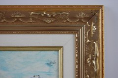 Original Hecto Vidal Oil Painting Reading By The Lake Cuban Country Scene 14×11