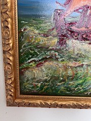Original Oil Painting on Canvas by Serg Graff, „Ship“ Sunset Sea Ocean, COA