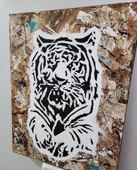 White Tiger Acrylic Original 3D Painting Unframed 11×14 Stretched Canvas