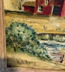 Vintage Framed Original Landscape Farm With River By A Koop 12”x15”