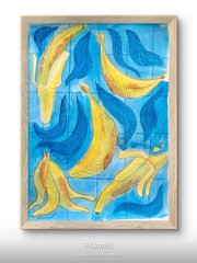 Original Picnic Bananas 1 Painting By Alannah Dyer- Acrylic 9×12 in Kitchen Food