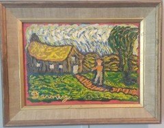 Rare Vintage Acrylic Painting By Artist George Devney ( One Of A Kind ) 14 × 19″