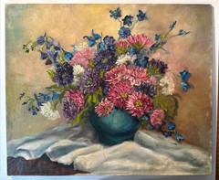 Sara Jayne Hogue Oil Painting Mooresville Indiana Artist Asters-Ladies Of Summer