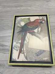 Vintage Red Blue Macaw Parrot Art Print Framed Tropical Wall Decor