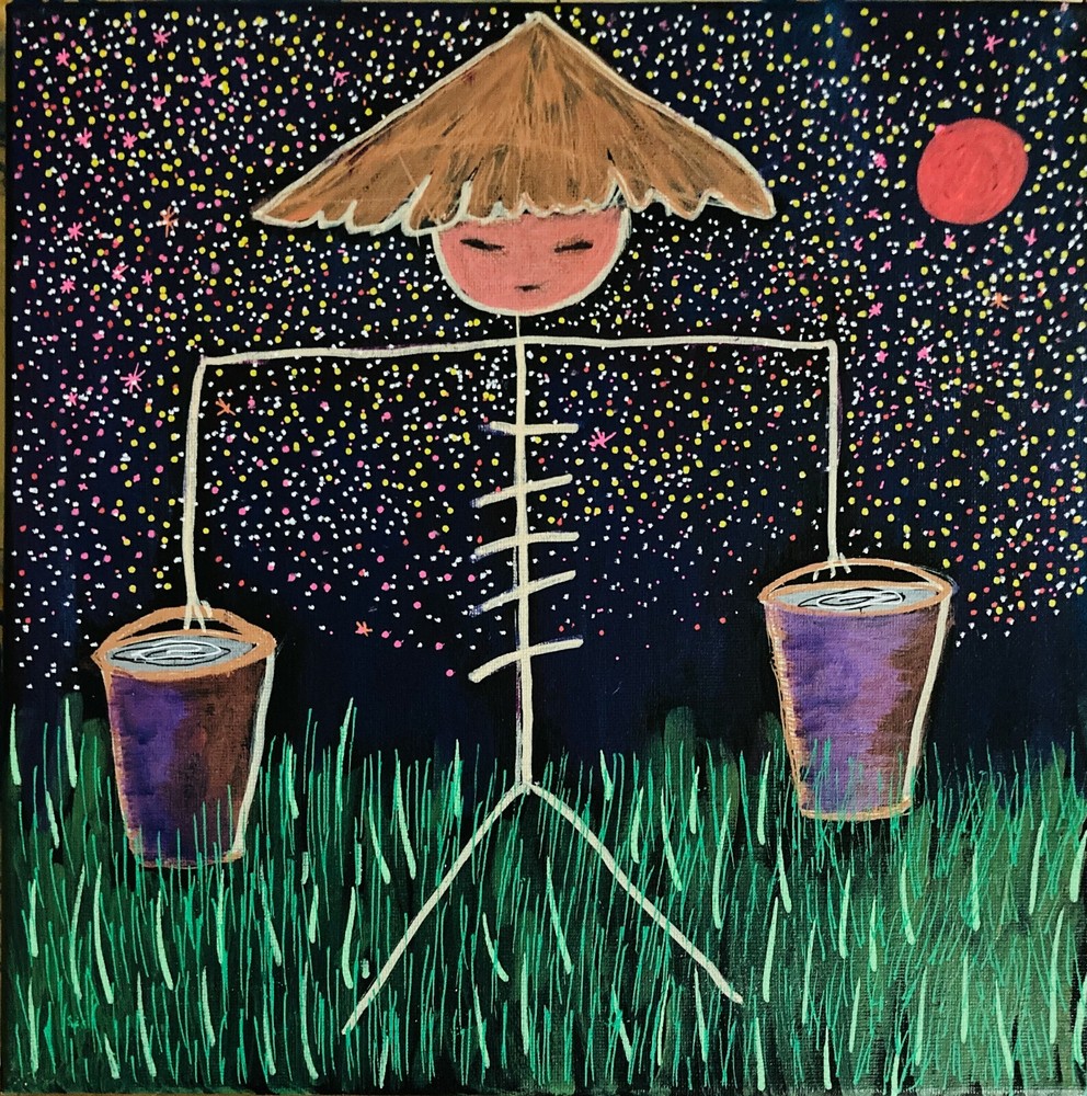 Zodiac Libra Balance Acrylic on Canvas Painting Diane Green Original 12″x12″