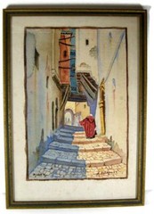 Old Framed Watercolor on Paper Alger Casbah of Algiers Artist Signed