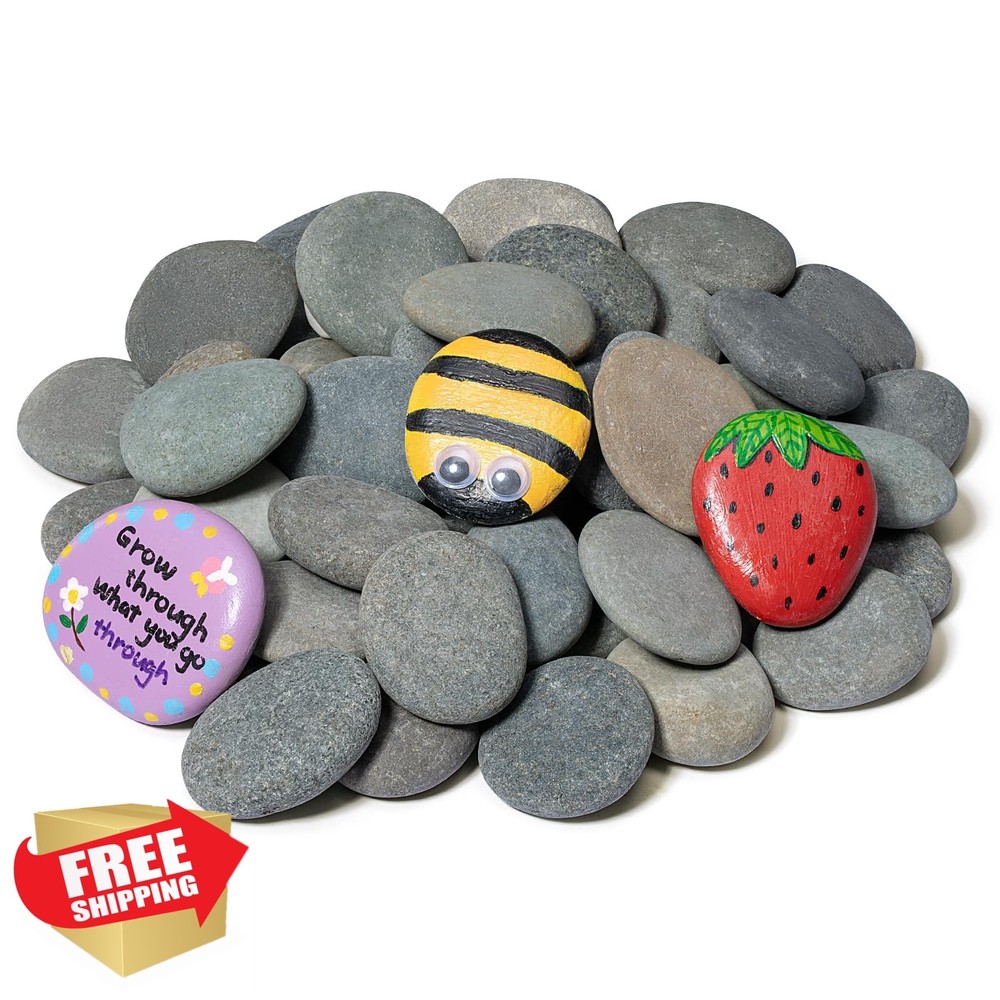 Simetufy 60pcs 1-2″ Rocks for Painting