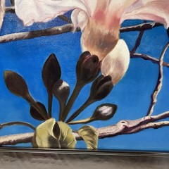 Beautiful! Original Oil on Canvas Painting Magnolia Tree Floral Flowers! Framed!