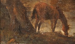 17th Century Dutch People in a Landscape with Goat Horses Country Living Cottage