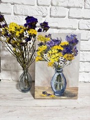 Wildflower Bouquet Original Oil Painting Blooming Flowers Floral Still life Art