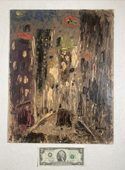 Vintage Original Oil Painting Cityscape Skyscraper Architecture NYC Signed 1962