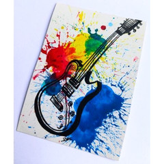 KISS BAND ACEO Original Music Instrument Rock Art Card Acrylic Hand Painting NEW