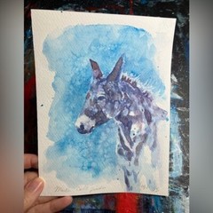 Colt Original Painting Spotted Mule Horse Equine Art Animal equestrian By Artist