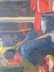 MYSTERY ORIGINAL PAINTING DINER CAFE RESTAURANT DENVER IMPRESSIONIST MODERNIST