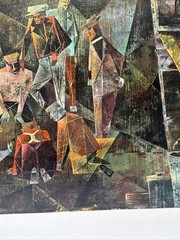 Mid Century Painting Urban Black Americana Cubist Cubism Large Abstract Oil 36”