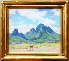 Taos NM Painting CARL WOOLSEY ‚Burro North of Taos‘, 13″ x 15″