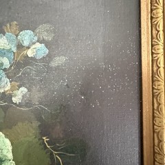 Vintage Vito Ruggeri Signed Oil Painting Floral Still Life Ornate Gold Frame 21″