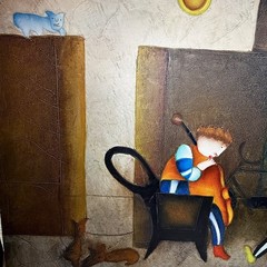 VTG Original Painting by “Joyce Roybal” Oil on Canvas Whimsical Figurative