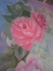 24×18 Pink Rose Floral Canvas Oil Painting Signed Bernadine