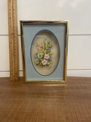 Trudy Quigley 3D Floral Framed Art Pink Gold Shadow Box