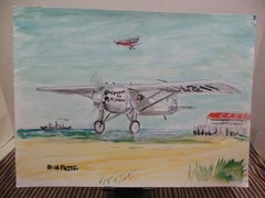 Bill Paxton Signed Original Watercolor Spirit of St.Louis at orchard Maine 1927