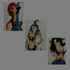 ACEO KISS 8 pcs ART Cards ART Music Band girl Rock ART PAINTING HAND NEW