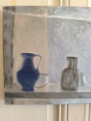 Oil on Canvas Original Mireille Besson (1931 “ Showcase Aux Three Object 2004