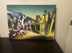 Mark Kostabi, Highway Robbery, Original on Canvas, 17.5″ x 23.5 „.