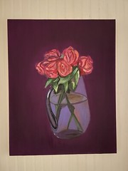 Roses In A Vase Painting Oil On Canvas Contemporary Large Fine Art Impressionist