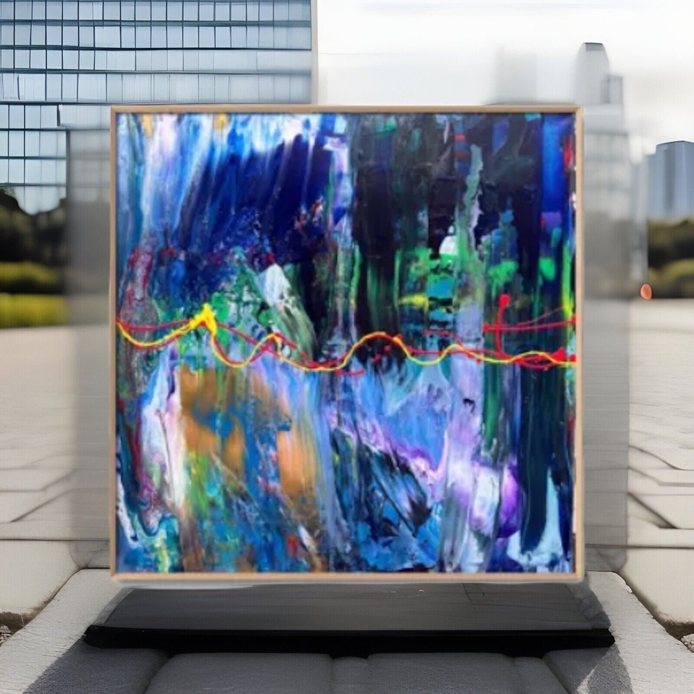 Abstract large painting „Late Night Conversation“ modern expressionist fluid