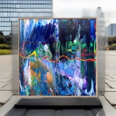 Abstract large painting „Late Night Conversation“ modern expressionist fluid