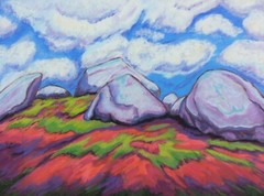 Vintage Original Rocky Hill Top Painting by Listed Artist Glenda Coffin